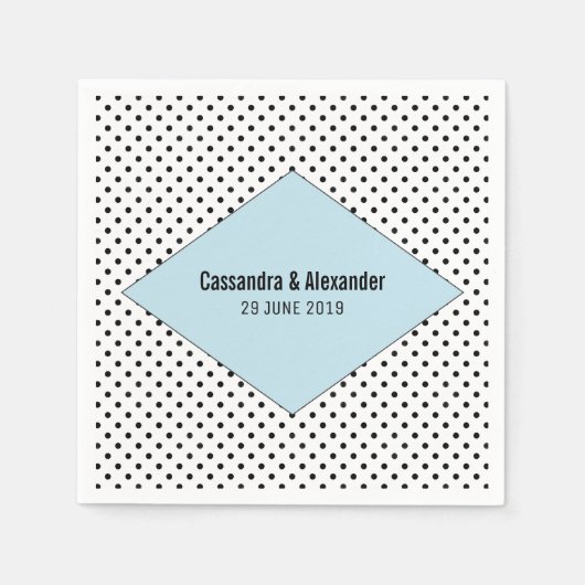 Blue Modern Polka Dots Wedding Servetten (Voorkant)