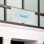 Blue Modern Polka Dots Wedding Spandoek (Buitenkant Gebouw)