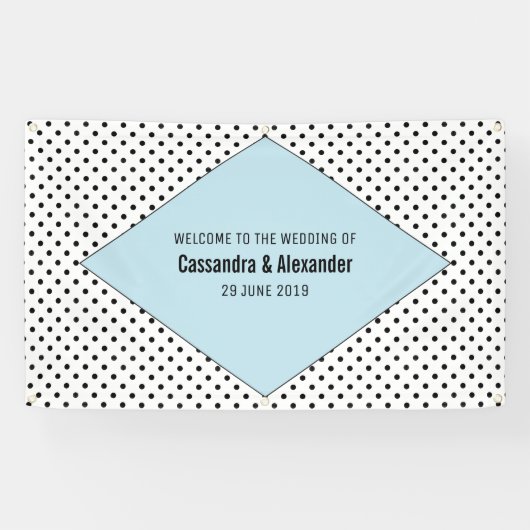 Blue Modern Polka Dots Wedding Spandoek (Horizontaal)