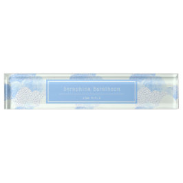 Blue Modern Rain Clouds Personalized Naambordje