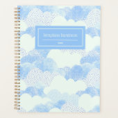 Blue Modern Rain Clouds Persoonlijke naam Planner (Voorkant)