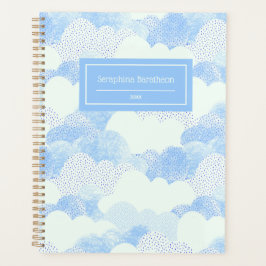 Blue Modern Rain Clouds Persoonlijke naam Planner