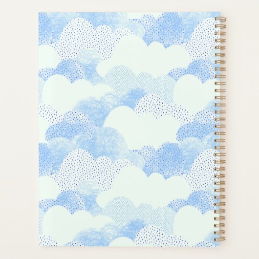Blue Modern Rain Clouds Persoonlijke naam Planner (Achterkant)