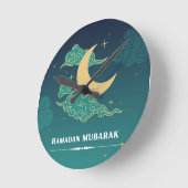Blue Modern Ramadan Mubarak-klokken Ronde Klok (Hoek)