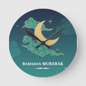 Blue Modern Ramadan Mubarak-klokken Ronde Klok (Voorkant)