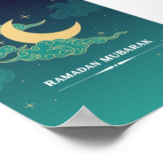 Blue Modern Ramadan Mubarak Poster (Hoek)