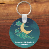 Blue Modern Ramadan Mubarak Sleutelhanger (Achterkant)