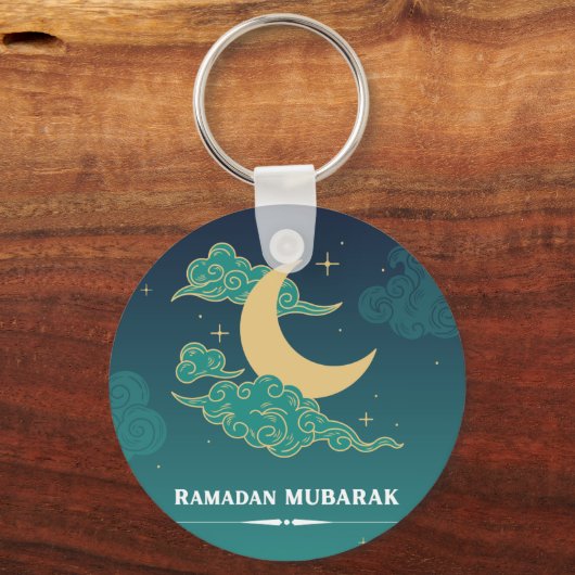 Blue Modern Ramadan Mubarak Sleutelhanger (Achterkant)