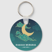 Blue Modern Ramadan Mubarak Sleutelhanger (Achterkant)