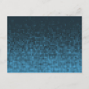 Blue, modern, retro, cool, trendy dot pattern briefkaart