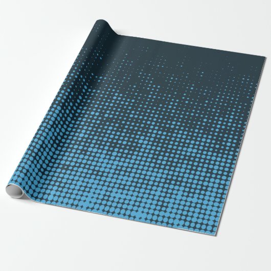 Blue, modern, retro, cool, trendy dot pattern cadeaupapier (Uitgerold)