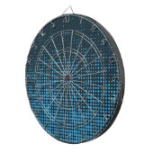 Blue, modern, retro, cool, trendy dot pattern dartbord (Voorkant Rechts)