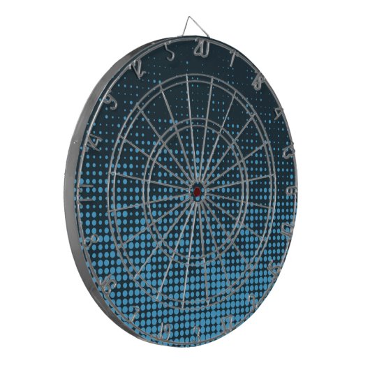 Blue, modern, retro, cool, trendy dot pattern dartbord (Voorkant Links)