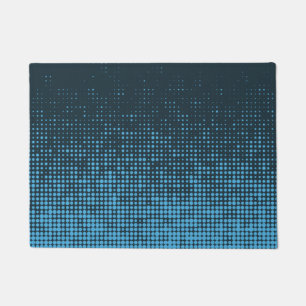 Blue, modern, retro, cool, trendy dot pattern deurmat