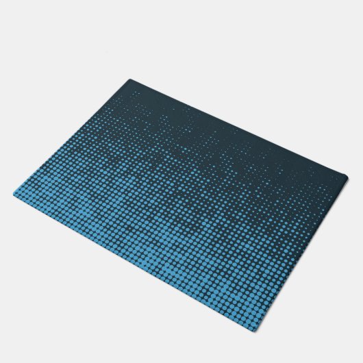 Blue, modern, retro, cool, trendy dot pattern deurmat (Schuin)