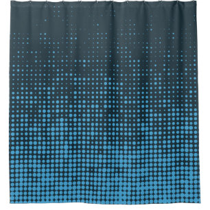 Blue, modern, retro, cool, trendy dot pattern douchegordijn