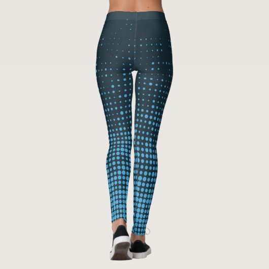 Blue, modern, retro, cool, trendy dot pattern leggings (Achterkant)