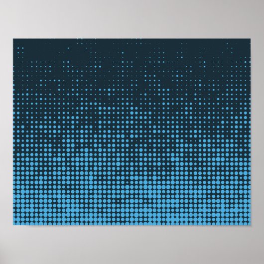 Blue, modern, retro, cool, trendy dot pattern poster (Voorkant)