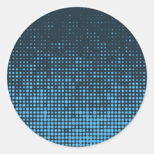 Blue, modern, retro, cool, trendy dot pattern ronde sticker (Voorkant)