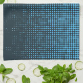 Blue, modern, retro, cool, trendy dot pattern theedoek (Gevouwen)