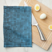 Blue, modern, retro, cool, trendy dot pattern theedoek (Quarter Fold)