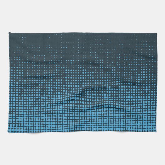 Blue, modern, retro, cool, trendy dot pattern theedoek (Horizontaal)