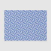 Blue modern retro swirl checkered tissuepapier (Voorkant)