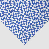 Blue modern retro swirl checkered tissuepapier (Detail)