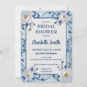 Blue Modern Roos antiek vrijgezellenfeest Kaart (Voorkant)