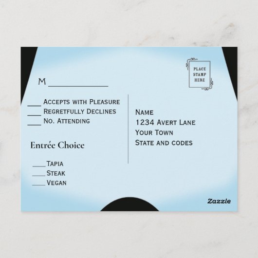 Blue Modern Save the Date Menu RSVP (Achterkant)