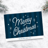 Blue Modern Script Kerstvakantie Gevouwen Kaart
