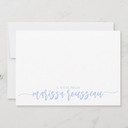 Blue Modern Script Name Personalized Note Kaart Notitiekaartje (Voorkant)