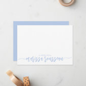 Blue Modern Script Name Personalized Note Kaart Notitiekaartje (Voorkant / Achterkant in situ)