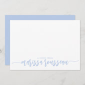 Blue Modern Script Name Personalized Note Kaart Notitiekaartje (Voorkant / Achterkant)