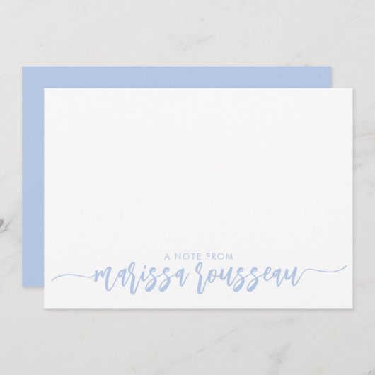 Blue Modern Script Name Personalized Note Kaart Notitiekaartje (Voorkant / Achterkant)