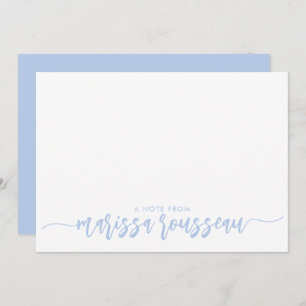 Blue Modern Script Name Personalized Note Kaart Notitiekaartje