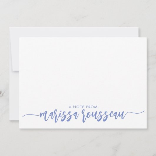 Blue Modern Script Name Personalized Note Kaart Notitiekaartje (Voorkant)