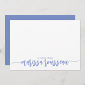 Blue Modern Script Name Personalized Note Kaart Notitiekaartje (Voorkant / Achterkant)