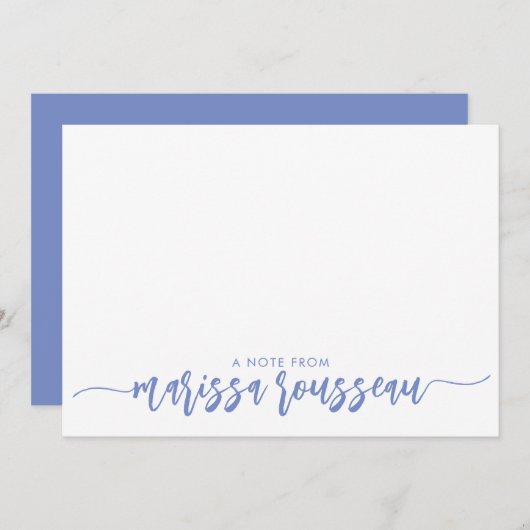 Blue Modern Script Name Personalized Note Kaart Notitiekaartje (Voorkant / Achterkant)