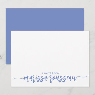Blue Modern Script Name Personalized Note Kaart Notitiekaartje