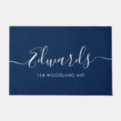 Blue Modern Script Personalized Doormat Deurmat (Voorkant)