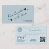 Blue Modern Script QR-code, dank u Visitekaartje (Voorkant / Achterkant)