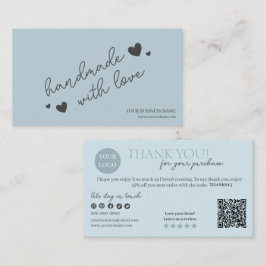 Blue Modern Script QR-code, dank u Visitekaartje