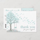 Blue Modern Script QR-code, dank u zakelijk Informatiekaartje (Voorkant / Achterkant)