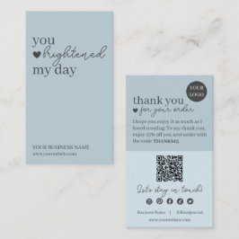 Blue Modern Script QR-code, dank u zakelijk Visitekaartje
