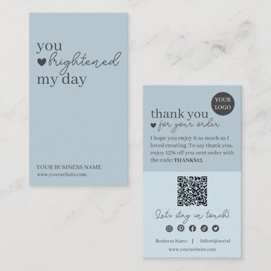 Blue Modern Script QR-code, dank u zakelijk Visitekaartje (Voorkant / Achterkant)