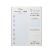Blue Modern Simple Custom Daily Planner Schedule  Notitieblok (Linkerzijde)