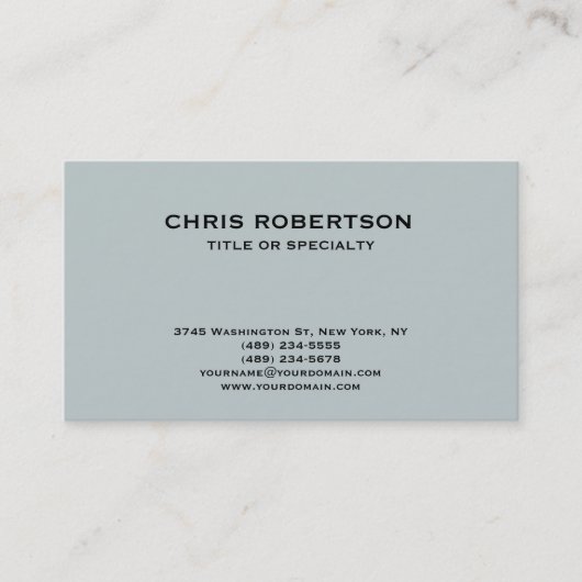 Blue Modern Simple Plain Visitekaartje (Voorkant)