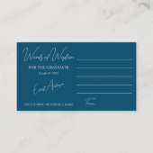 Blue Modern Simple Words of Wisdom Afstuderen Informatiekaartje (Voorkant)