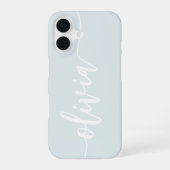 Blue Modern Sketched Script Gepersonaliseerde naam iPhone 16 Hoesje (Achterkant)